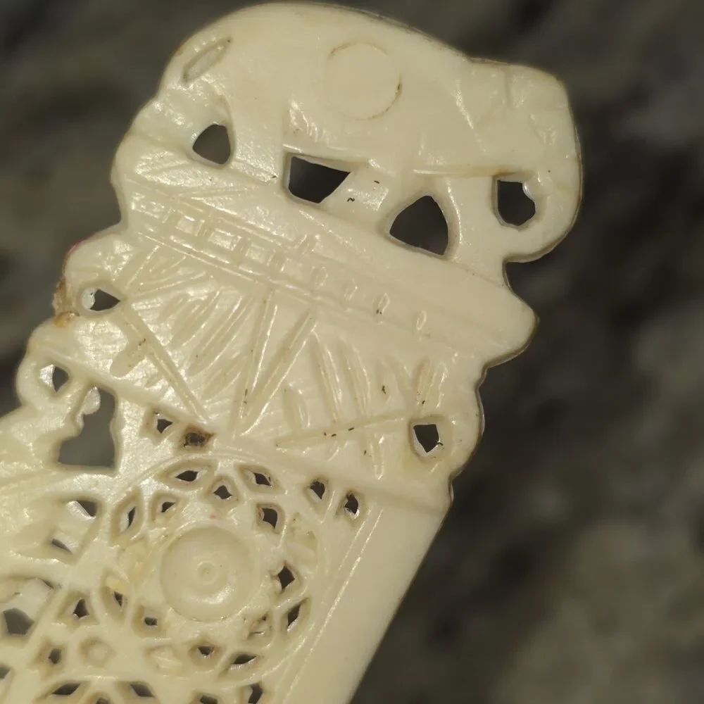Vintage Letter Opener Celluloid / Plastic Elephant Design Curved Open Work